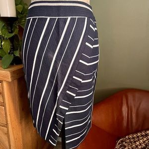 Loft Navy Pinstriped Pencil Skirt